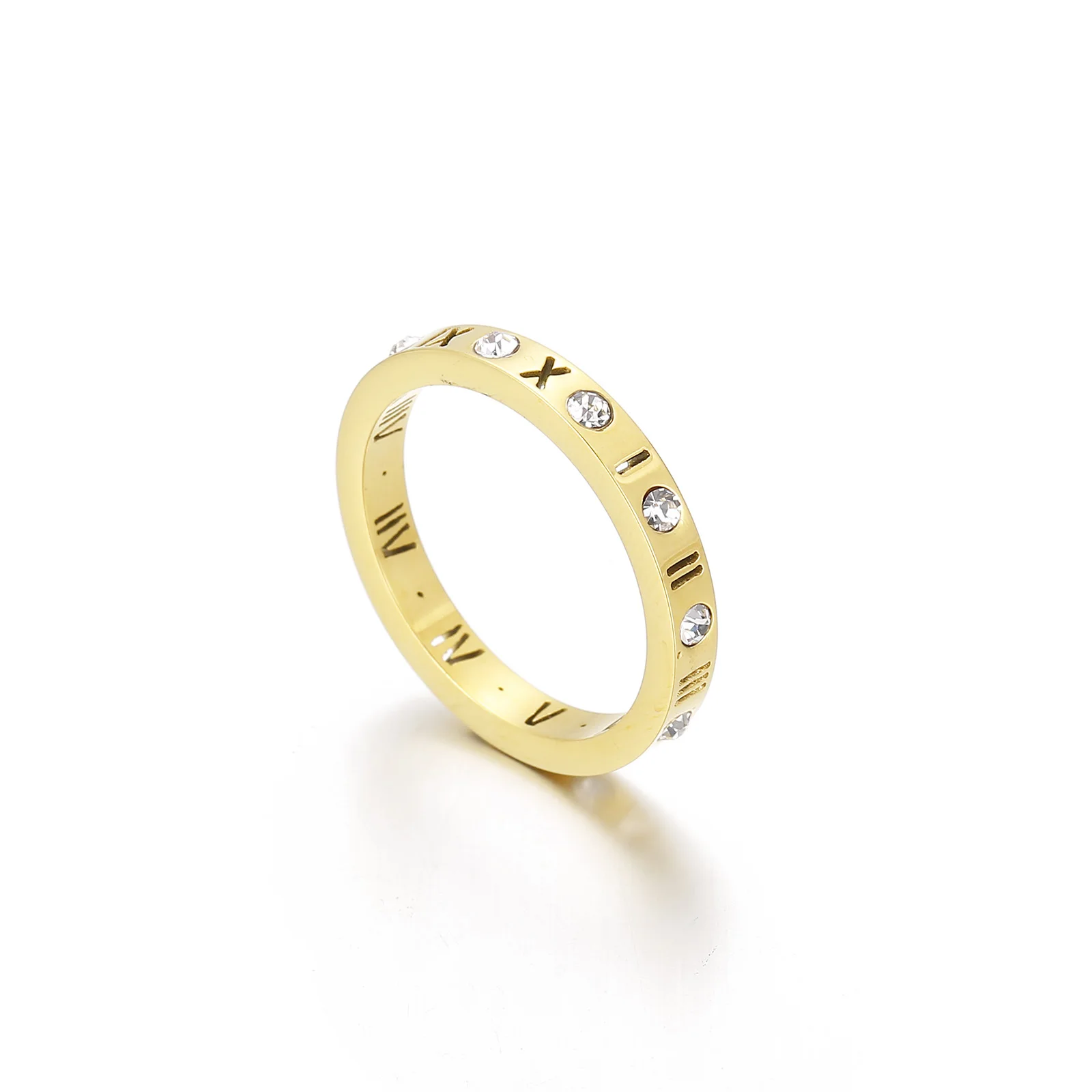 Hot Sale Fashion Gold Plated Stainless Steel Zircon Simple Design Roman Number Ring, Silver/gold
Hot Sale Fashion Gold Plated Stainless Steel Zircon Simple Design Roman Number Ring, Silver/gold