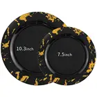 Sets Plastic Tableware Disposable Set Disposable Black And Gold Rim Plastic Tableware Sets