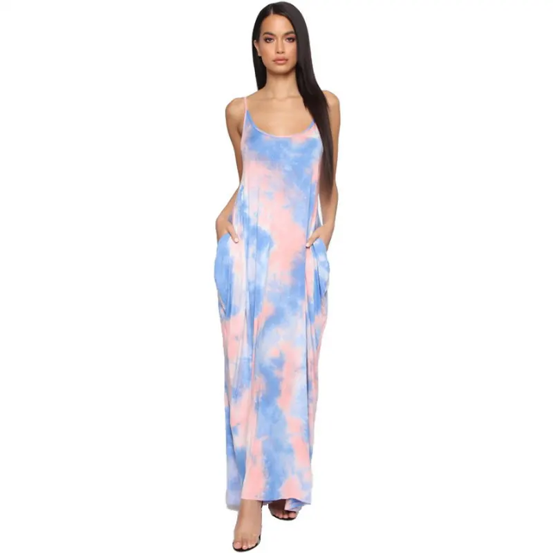 2020 Wholesale Custom Wholesale Tie Dyed Printing Strap Loose Long Dress Summer Casual Women Apparel, As picture
2020 Wholesale Custom Wholesale Tie Dyed Printing Strap Loose Long Dress Summer Casual Women Apparel, As picture