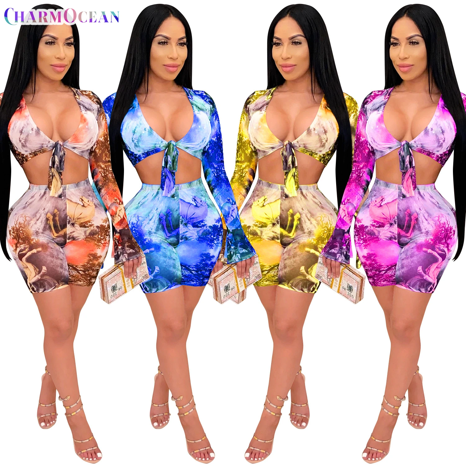 Free Shipping C09335 - women casual fashion flare long sleeve crop top and shorts printed two piece set clothing
Free Shipping C09335 - women casual fashion flare long sleeve crop top and shorts printed two piece set clothing