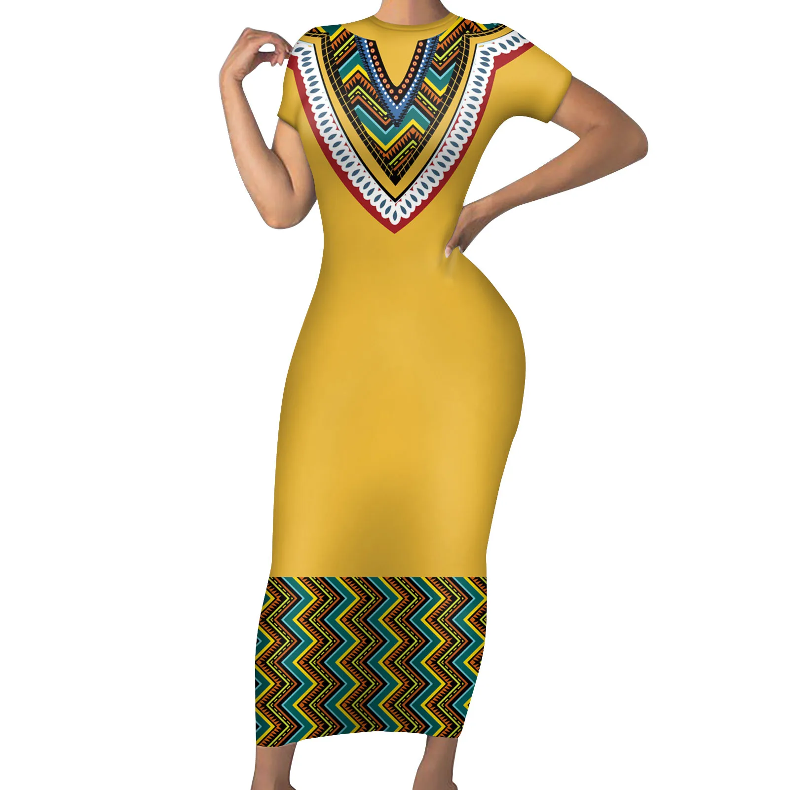 Yellow Red African Dashiki Print Women Casual Dress Hot Short Sleeve Summer Bodycon Dresses Elegant Ladies Midi Party Dress
Yellow Red African Dashiki Print Women Casual Dress Hot Short Sleeve Summer Bodycon Dresses Elegant Ladies Midi Party Dress