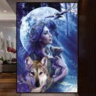 5d handmade panel painting diamond wolf animal abstract oil painting