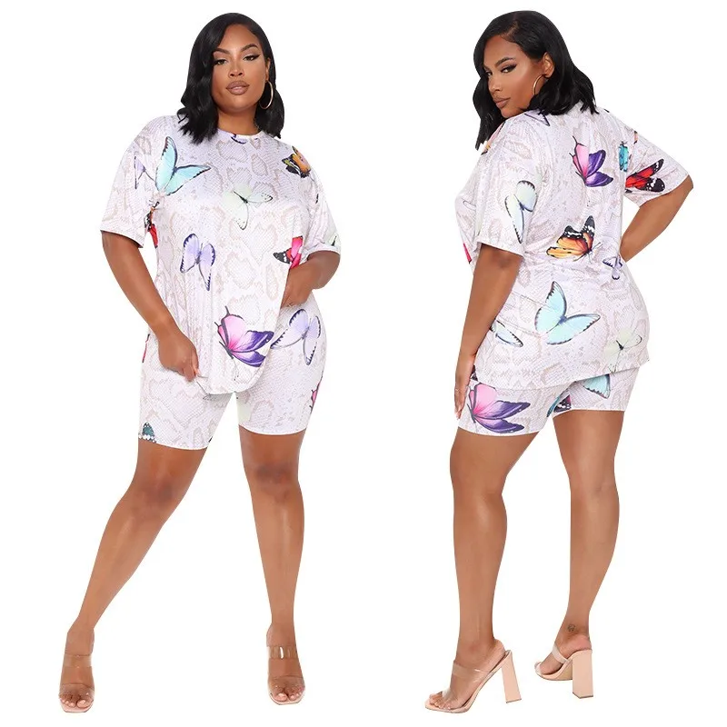 MY631 New Arrival Plus Size Woman Summer Sets Butterfly Printing T shirts And Shorts Set Casual 2 Piece Set Women Summer 2022
MY631 New Arrival Plus Size Woman Summer Sets Butterfly Printing T shirts And Shorts Set Casual 2 Piece Set Women Summer 2022