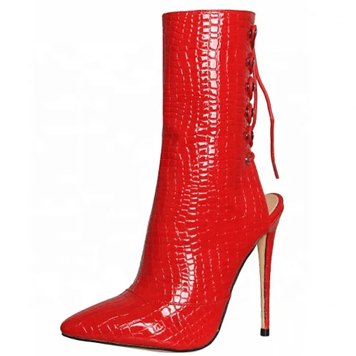 Size 45 Summer Back Lace Up High Heel Women's Short Boots Wholesale Sexy Ladies Stiletto Crocodile Skin Ankle Boots, Red black pink white brown
Size 45 Summer Back Lace Up High Heel Women's Short Boots Wholesale Sexy Ladies Stiletto Crocodile Skin Ankle Boots, Red black pink white brown