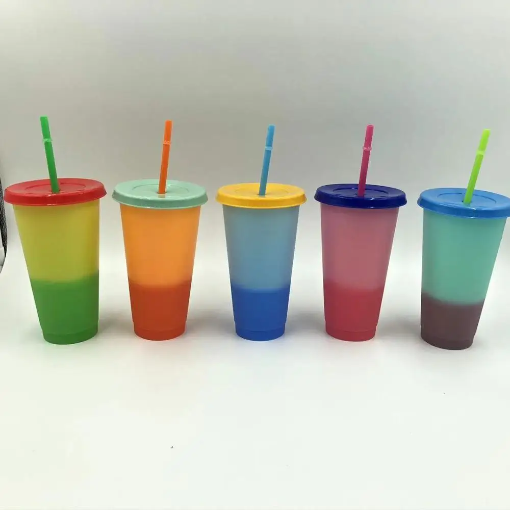2020 new wholesale blank plastic cold drinks cup 24oz 16oz color changing cups sets with straw and lid, Mix 5 colors
2020 new wholesale blank plastic cold drinks cup 24oz 16oz color changing cups sets with straw and lid, Mix 5 colors