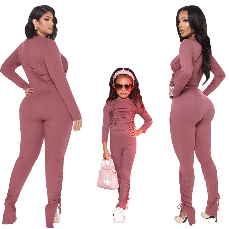 Newest solid color ribbed skinny family matching clothing sets summer mommy and me outfits, Wine red
Newest solid color ribbed skinny family matching clothing sets summer mommy and me outfits, Wine red