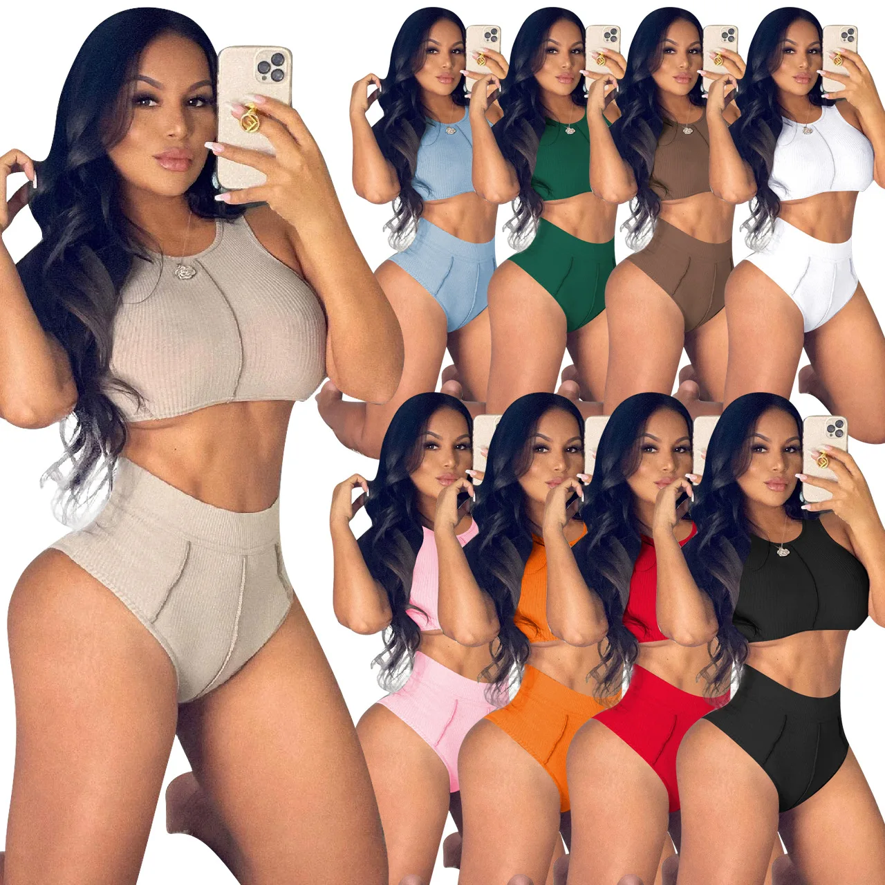 Wholesale Women Clothing Sets Sexy Custom Logo Sleeveless Summer Womens Workout Sets Casual Tank Top and Shorts Set, Picture color
Wholesale Women Clothing Sets Sexy Custom Logo Sleeveless Summer Womens Workout Sets Casual Tank Top and Shorts Set, Picture color