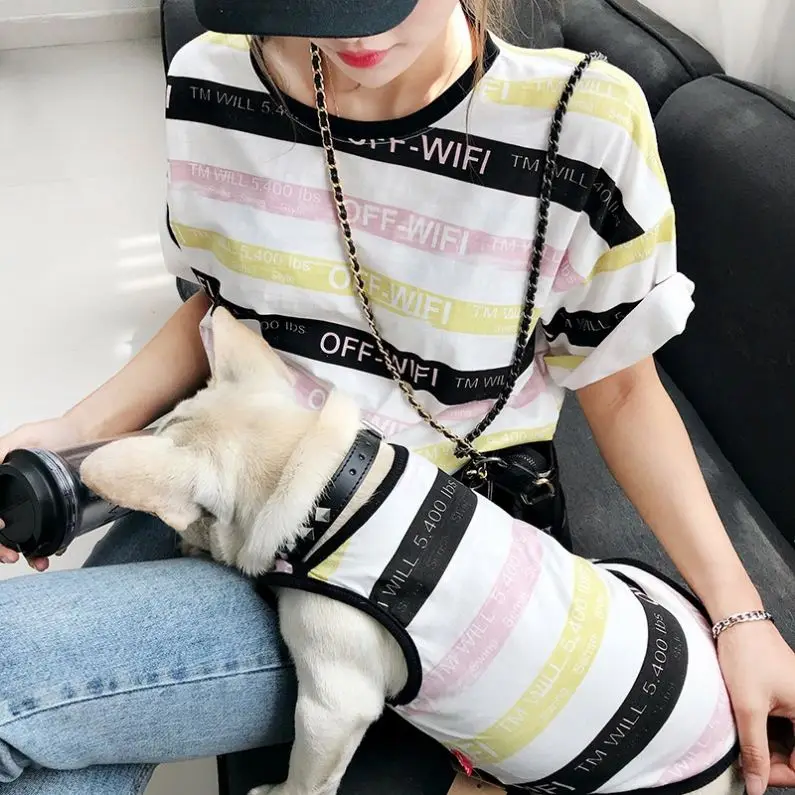 Summer Striped Pet Vest Women's T-shirt Small Dog Cat Clothes Parent-child Suit, Picture
Summer Striped Pet Vest Women's T-shirt Small Dog Cat Clothes Parent-child Suit, Picture
