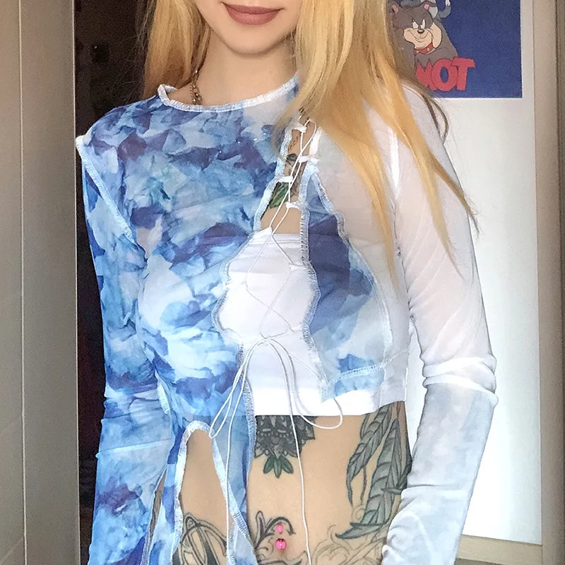 2020 New fashion autumn Women Sexy long sleeve printed contrast bandage Perspective Long Sleeve Tops
2020 New fashion autumn Women Sexy long sleeve printed contrast bandage Perspective Long Sleeve Tops