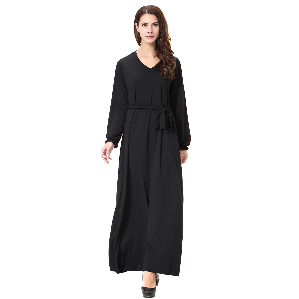 Muslim Arab Dress Lady Ethnic Maxi Abaya Turkish Kleider V Neck Black Vestido Belt Robe Female Gown Kaftan
Muslim Arab Dress Lady Ethnic Maxi Abaya Turkish Kleider V Neck Black Vestido Belt Robe Female Gown Kaftan