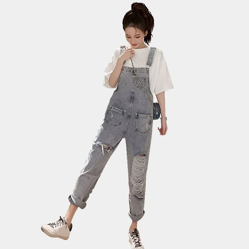 Women's Ripped denim overalls loose slimming ankle jeans Korean style new arriver youth denim Jumpsuits
Women's Ripped denim overalls loose slimming ankle jeans Korean style new arriver youth denim Jumpsuits