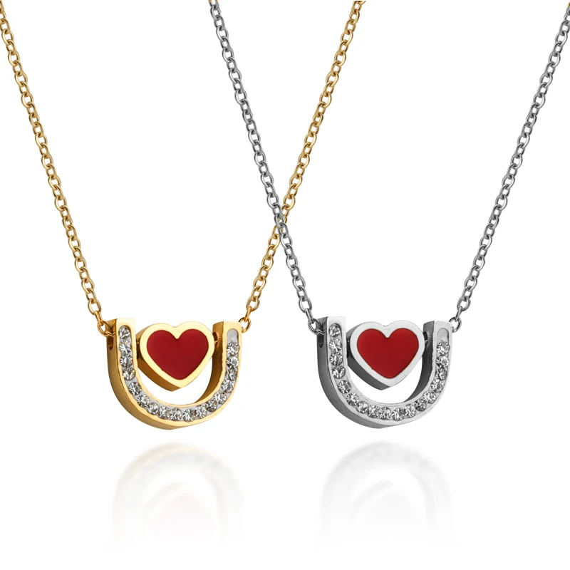 Lovely Red Color Heart U Shape Connected Pendants Stainless Steel Necklaces For Girls, Gold/rose gold/ black/steel
Lovely Red Color Heart U Shape Connected Pendants Stainless Steel Necklaces For Girls, Gold/rose gold/ black/steel