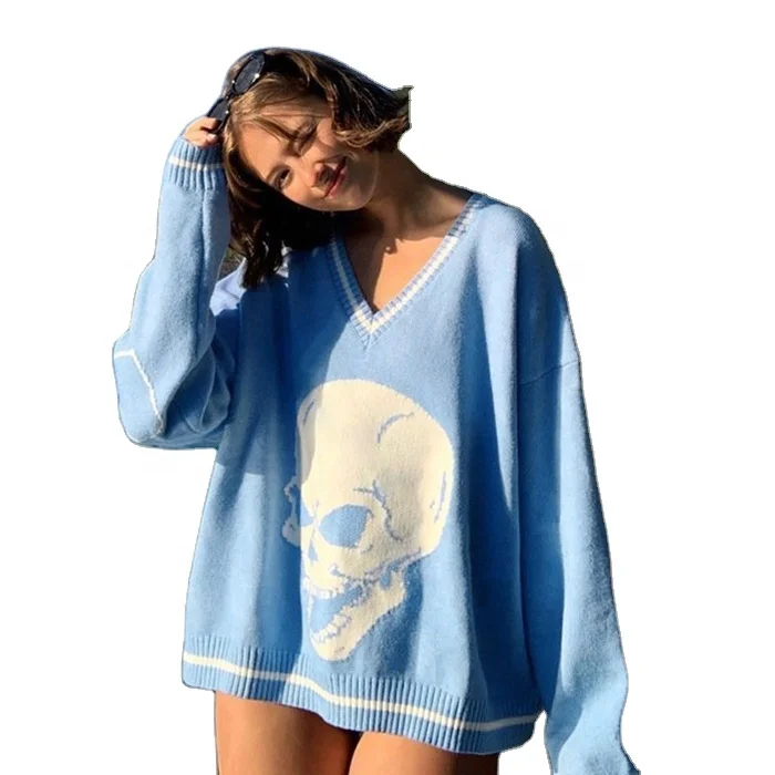 Amazon Women's Skull Print Sweater V-Neck Casual Loose Pullover Jumpers Knit Sweater Top, Color cards
Amazon Women's Skull Print Sweater V-Neck Casual Loose Pullover Jumpers Knit Sweater Top, Color cards