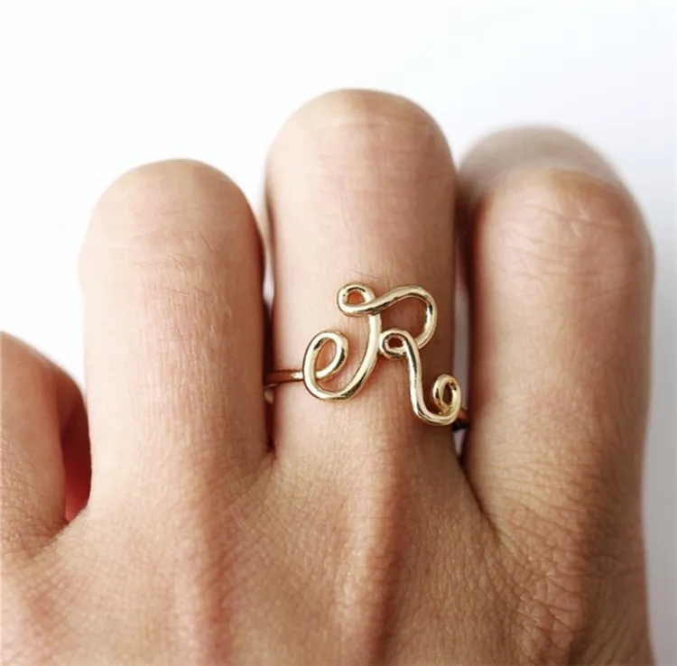 Hot Fashion Simple 26 Letter Ring A-Z Fashion Lady Open Letter Ring, Gold silver rosegold
Hot Fashion Simple 26 Letter Ring A-Z Fashion Lady Open Letter Ring, Gold silver rosegold