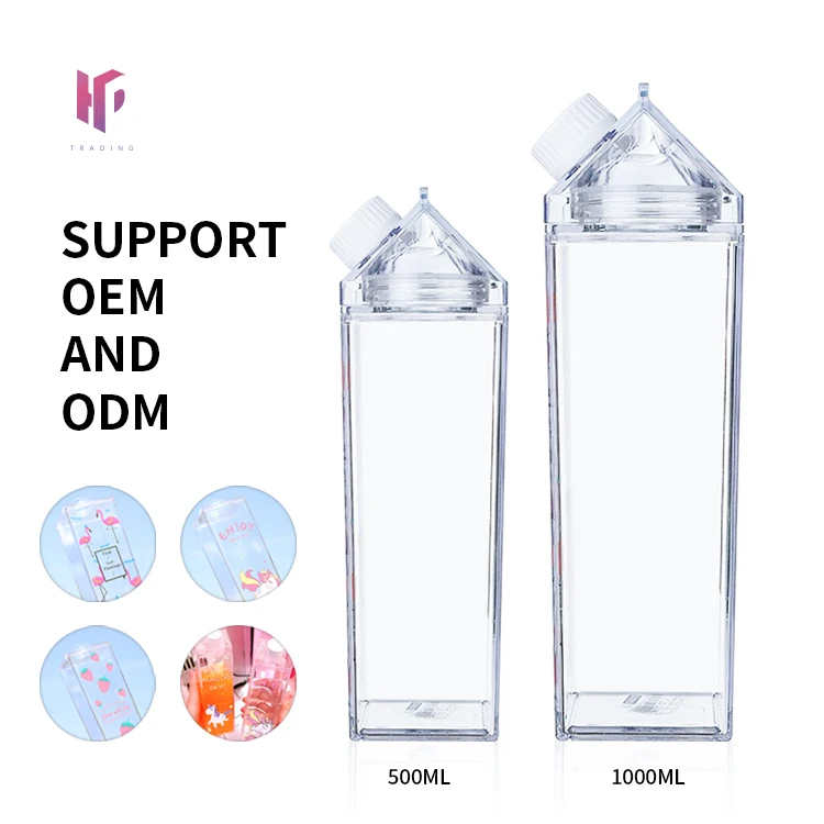 Fashion cute sports milk carton shape box square kids plastic portable drinking transparent milk water bottle w0ith Lid, Customized color
Fashion cute sports milk carton shape box square kids plastic portable drinking transparent milk water bottle w0ith Lid, Customized color
