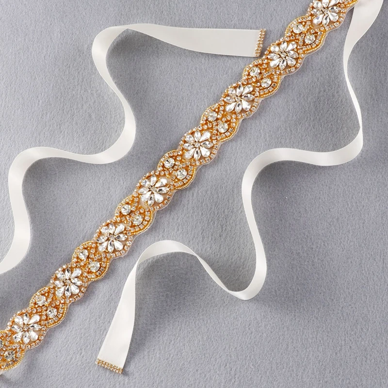 Wholesale Sparkly Rhinestone Ribbon Belts,Gold Color Boho Bridal Sash Belt for Formal Wedding Prom Dress
Wholesale Sparkly Rhinestone Ribbon Belts,Gold Color Boho Bridal Sash Belt for Formal Wedding Prom Dress