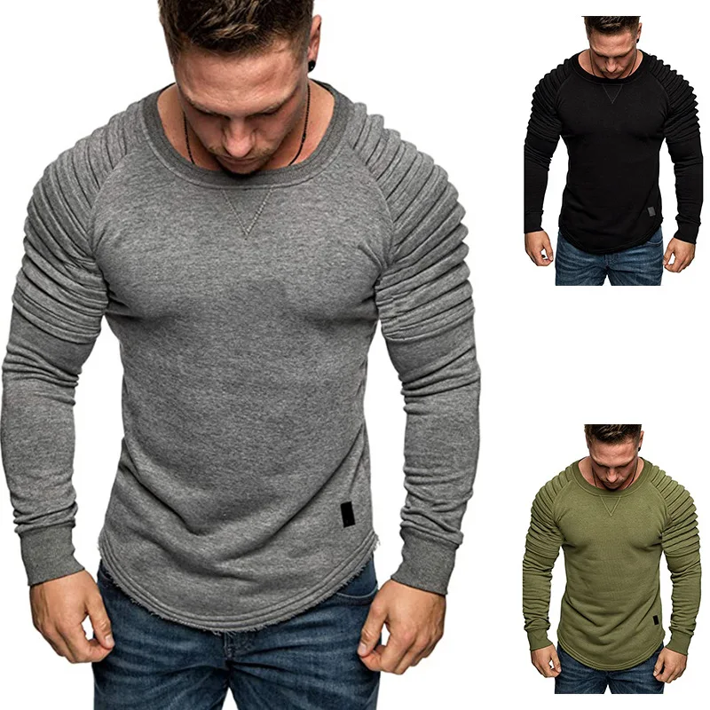 Hot Sale 2021 Pleated Shoulder Long Sleeve Sweater Men Solid Color Casual Tops Custom logo Fashion Slim Basic Sweater, Picture color
Hot Sale 2021 Pleated Shoulder Long Sleeve Sweater Men Solid Color Casual Tops Custom logo Fashion Slim Basic Sweater, Picture color