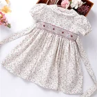 baby girls dresses smocked flower floral summer handmade cotton kids clothes children clothes ready made C3166553