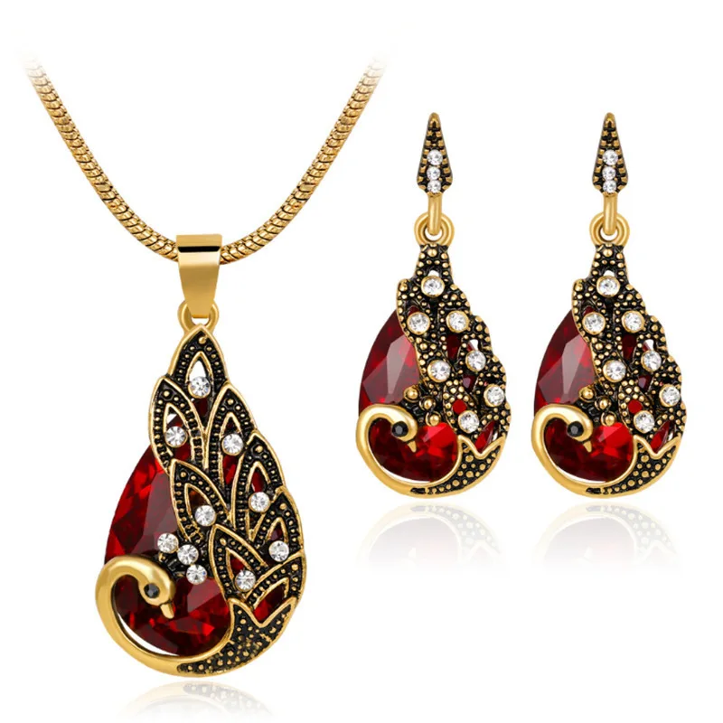Retro Peacock Bridal Wedding Party Jewelry 2 Pieces Waterdrop Crystal Pendant Necklace And Earring Jewelry Sets For Women
Retro Peacock Bridal Wedding Party Jewelry 2 Pieces Waterdrop Crystal Pendant Necklace And Earring Jewelry Sets For Women