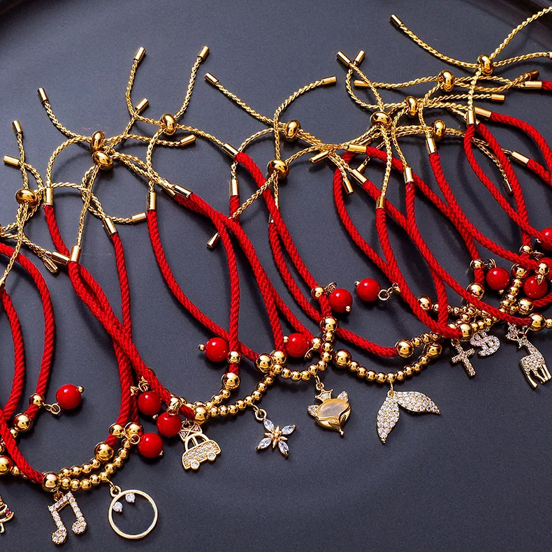 Lucky Charm Red String Bracelet Gold Plated Brass Crystal Rhinestone Deer Heart Christmas Gift Chunky Summer Bracelet
Lucky Charm Red String Bracelet Gold Plated Brass Crystal Rhinestone Deer Heart Christmas Gift Chunky Summer Bracelet