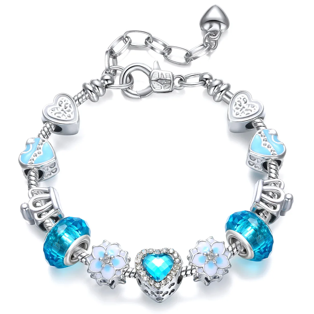 DIY Accessories Blue Lampwork Glass Bead Crystal Heart Bracelet Real Gold Plated Crystal Enamel Flower Heart Bead Bracelet
DIY Accessories Blue Lampwork Glass Bead Crystal Heart Bracelet Real Gold Plated Crystal Enamel Flower Heart Bead Bracelet