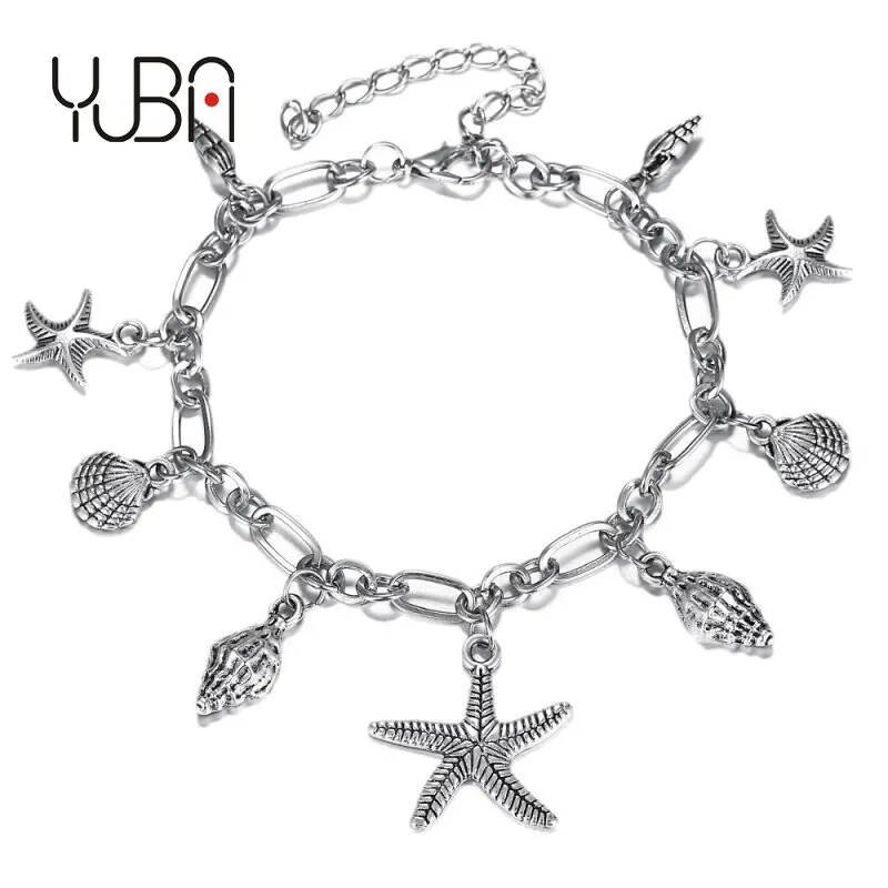 European and American smooth silver sea star conch pendant ankle chain creative retro simple foot ornaments, Picture shows
European and American smooth silver sea star conch pendant ankle chain creative retro simple foot ornaments, Picture shows