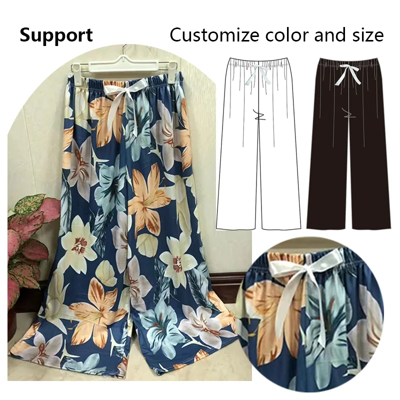 Milk Silk Elastic Waistband Pajama Trousers Women Summer Thin Casual Wear Household Floral Print Loose Cropped Pajama Pants
Milk Silk Elastic Waistband Pajama Trousers Women Summer Thin Casual Wear Household Floral Print Loose Cropped Pajama Pants