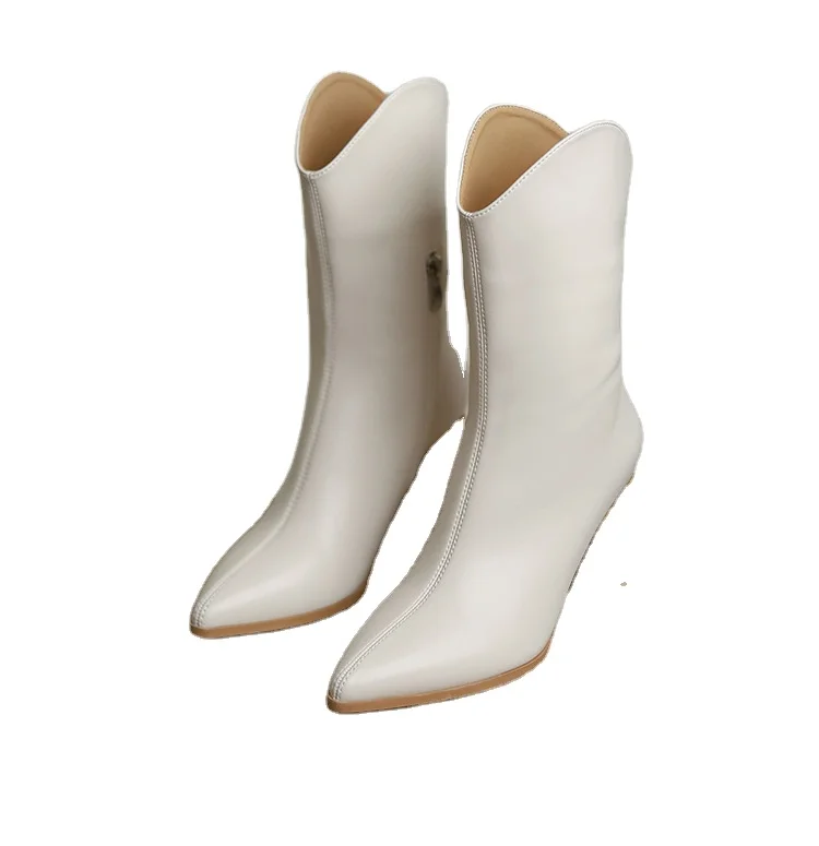 Thick-heeled Pointed Nude White Ankle Boots High Heels Shoes For WomenCowboy boots, Black white
Thick-heeled Pointed Nude White Ankle Boots High Heels Shoes For WomenCowboy boots, Black white