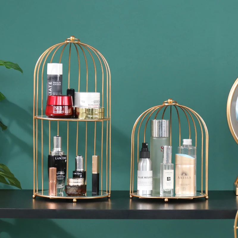 Creative ins golden wrought iron bird cage rack desktop cosmetic shelf skin care product display storage double dessert table
Creative ins golden wrought iron bird cage rack desktop cosmetic shelf skin care product display storage double dessert table