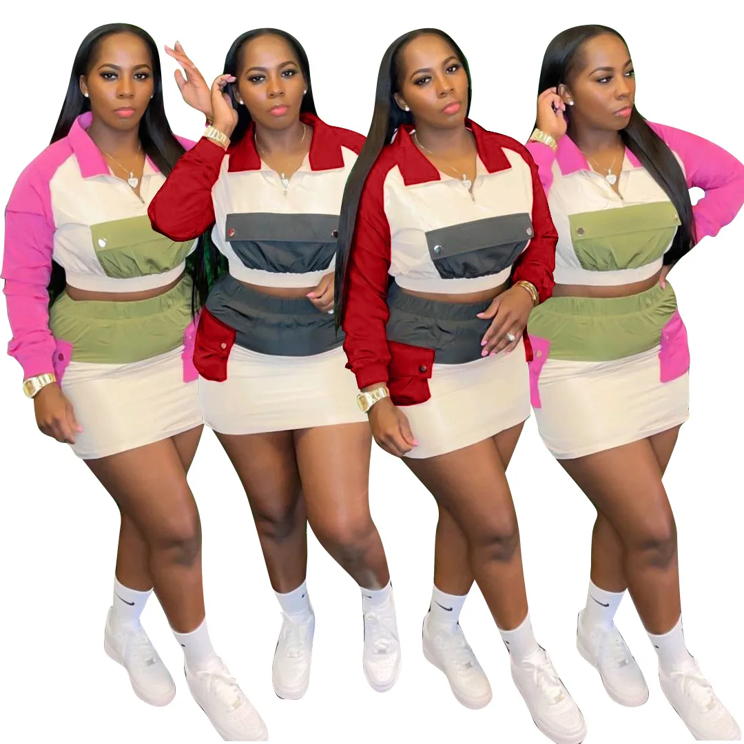 Women Clothing Color Block Patchwork Long Sleeve Crop Top Mini Skirt Fall 2021 Streetwear Two Piece Set, Picture color
Women Clothing Color Block Patchwork Long Sleeve Crop Top Mini Skirt Fall 2021 Streetwear Two Piece Set, Picture color