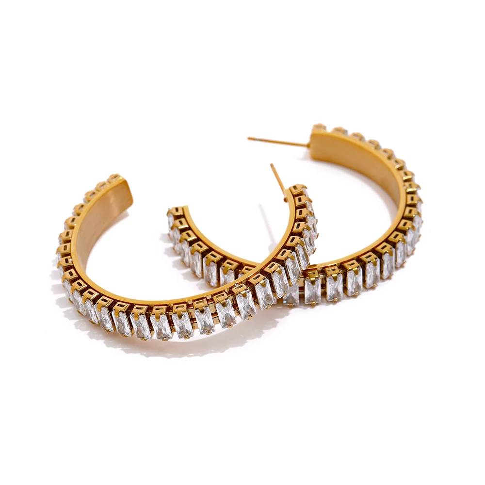 JINYOU 1624 Stainless Steel Cubic Zirconia Big Hoop Earrings Women Luxury Fashion 18k Gold Plated Round Party Jewelry
JINYOU 1624 Stainless Steel Cubic Zirconia Big Hoop Earrings Women Luxury Fashion 18k Gold Plated Round Party Jewelry