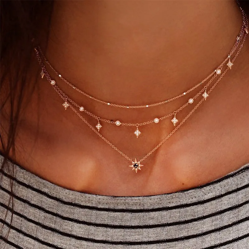 Bohemian Jewelry Gold Plated Necklace Choker Stackable Layered Necklace Pendant Diamond Tassel Star Designer Sweater Chain, Gold color
Bohemian Jewelry Gold Plated Necklace Choker Stackable Layered Necklace Pendant Diamond Tassel Star Designer Sweater Chain, Gold color