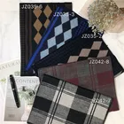 Custom elegant black comfortable men's scarf winter thick warm checkered striped scarf