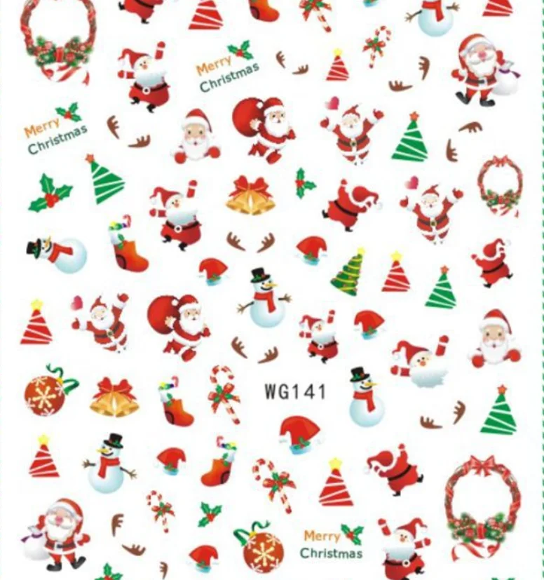 New Christmas strap rubber nail stickers winter Snowflake nail stickers snowman WG141-160
New Christmas strap rubber nail stickers winter Snowflake nail stickers snowman WG141-160
