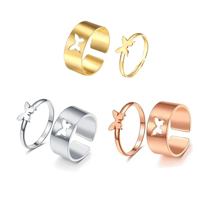 Punk 2pc/set Thin Thick Couples Friendship Jewelry Butterfly Heart Rings for Women, Silver,gold,rose gold,black
Punk 2pc/set Thin Thick Couples Friendship Jewelry Butterfly Heart Rings for Women, Silver,gold,rose gold,black