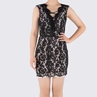 Factory custom binhar latest black lace v neck slim open back night club party sexy bandage mini dress bodycon dress