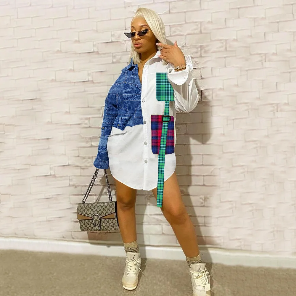 Drop Shipping 1pcs oversize shirt dress Wholesale Fall 2021 Women Plus Size Patchwork shirt dresses women casual long sleeve, White
Drop Shipping 1pcs oversize shirt dress Wholesale Fall 2021 Women Plus Size Patchwork shirt dresses women casual long sleeve, White