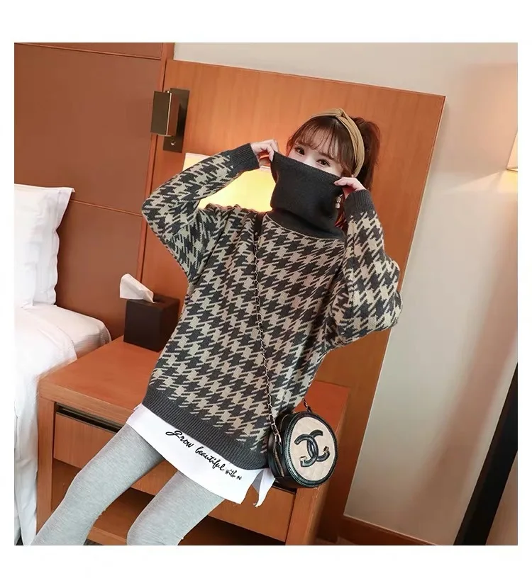 2020 new spring and autumn long-sleeved women houndstooth knit wear pull over sweater
2020 new spring and autumn long-sleeved women houndstooth knit wear pull over sweater