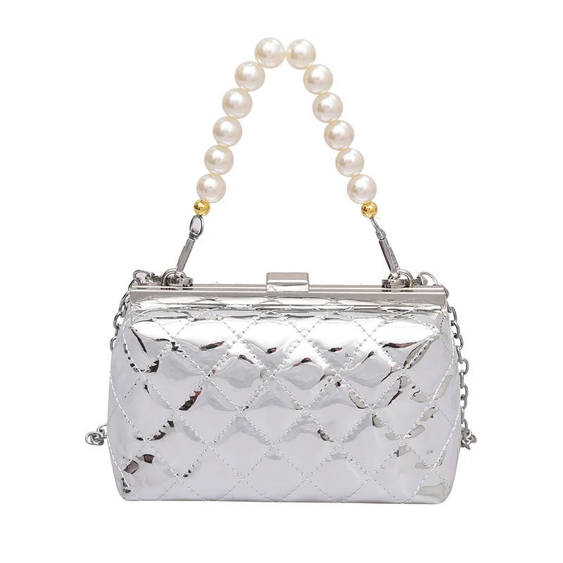 Silver Women Bag Leather Handbag Pearl Chain Crossbody Bag for Women ShoulderBag Ladies Tote Hand Bag 
Silver Women Bag Leather Handbag Pearl Chain Crossbody Bag for Women ShoulderBag Ladies Tote Hand Bag