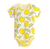 Baby girl lemon prints shortsleeve summer romper 100% cotton knit bodysuit cute style with baby collar hot sale summer clothes