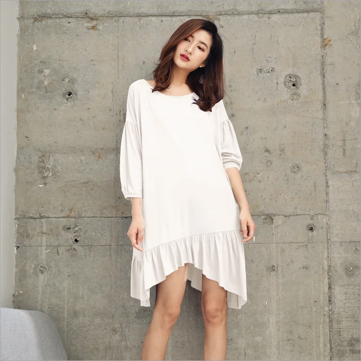 Spring and summer loose solid color modal nightdress lace ladies pajamas dresses, Shown
Spring and summer loose solid color modal nightdress lace ladies pajamas dresses, Shown