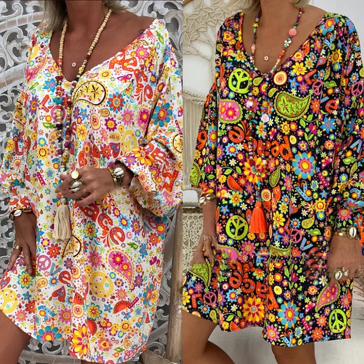 Casual Fashion Loose Fitting Printed Ladies For Fall Spring Woman Plus Size Long Sleeve Dress, White / green / black
Casual Fashion Loose Fitting Printed Ladies For Fall Spring Woman Plus Size Long Sleeve Dress, White / green / black