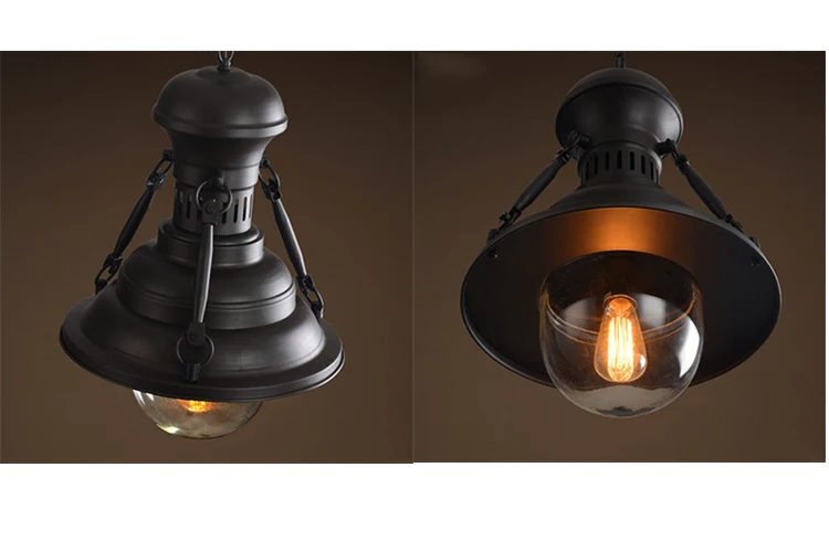 Restaurant bar cafe industrial vintage black gold silver E27 iron pendant lamp