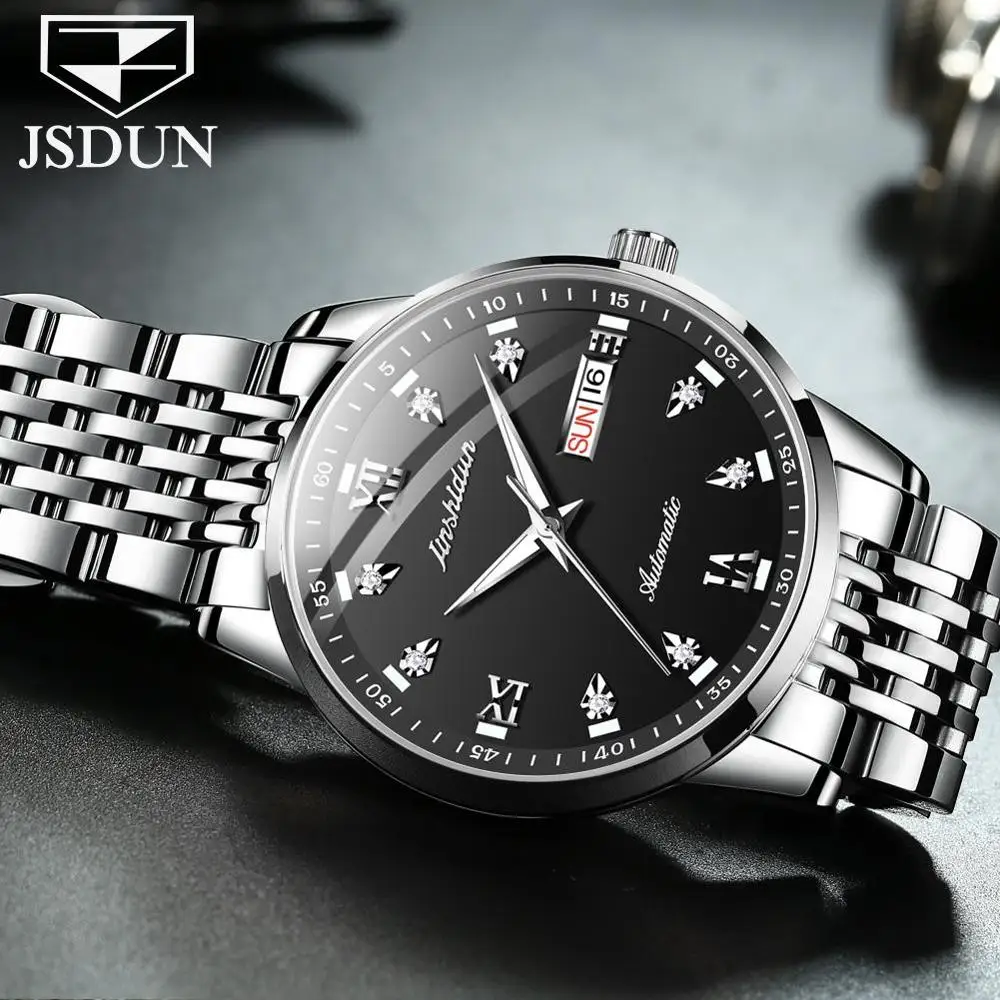 Men Watch 8904 JSDUN Brand Men Automatic Mechanical Luxury WristWatch Water Resistant Stainless Steel Band Business Watch 2020, 4 colors
Men Watch 8904 JSDUN Brand Men Automatic Mechanical Luxury WristWatch Water Resistant Stainless Steel Band Business Watch 2020, 4 colors