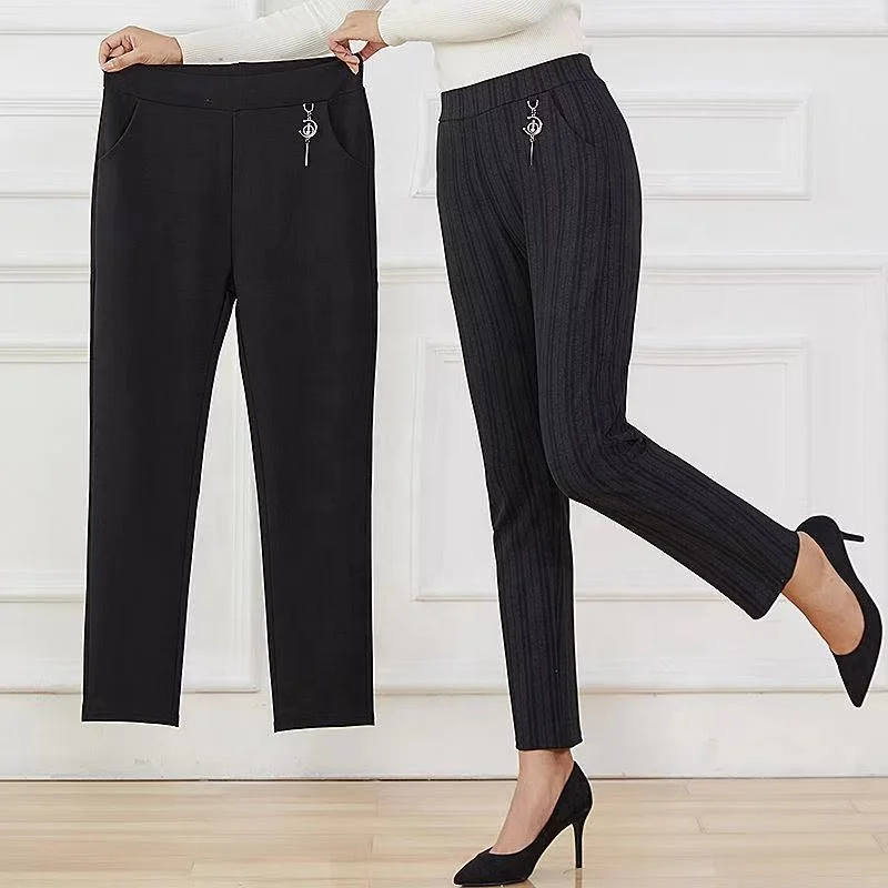 2020 Autumn Striped Pencil Pants for Women High Waisted Casual Ladies Office Pantallon Knitted Polyester Trousers With Pockets
2020 Autumn Striped Pencil Pants for Women High Waisted Casual Ladies Office Pantallon Knitted Polyester Trousers With Pockets