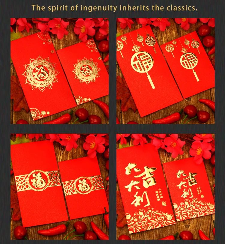 New Arrivals Customised Holiday Merry Christmas Red Packet Pouch Bag 2021 Custom Chinese New Year Thank You Card Red Envelope