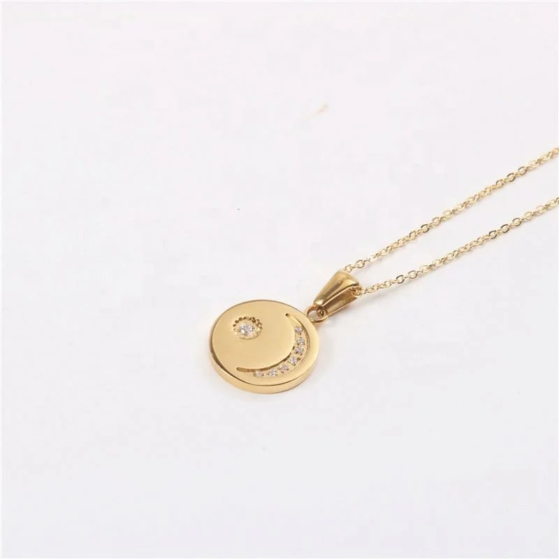Jewelry 18K Gold Plated Diamond Moon Star Pendant Choker Necklace Stainless Steel Jewelry Wholesale 
Jewelry 18K Gold Plated Diamond Moon Star Pendant Choker Necklace Stainless Steel Jewelry Wholesale