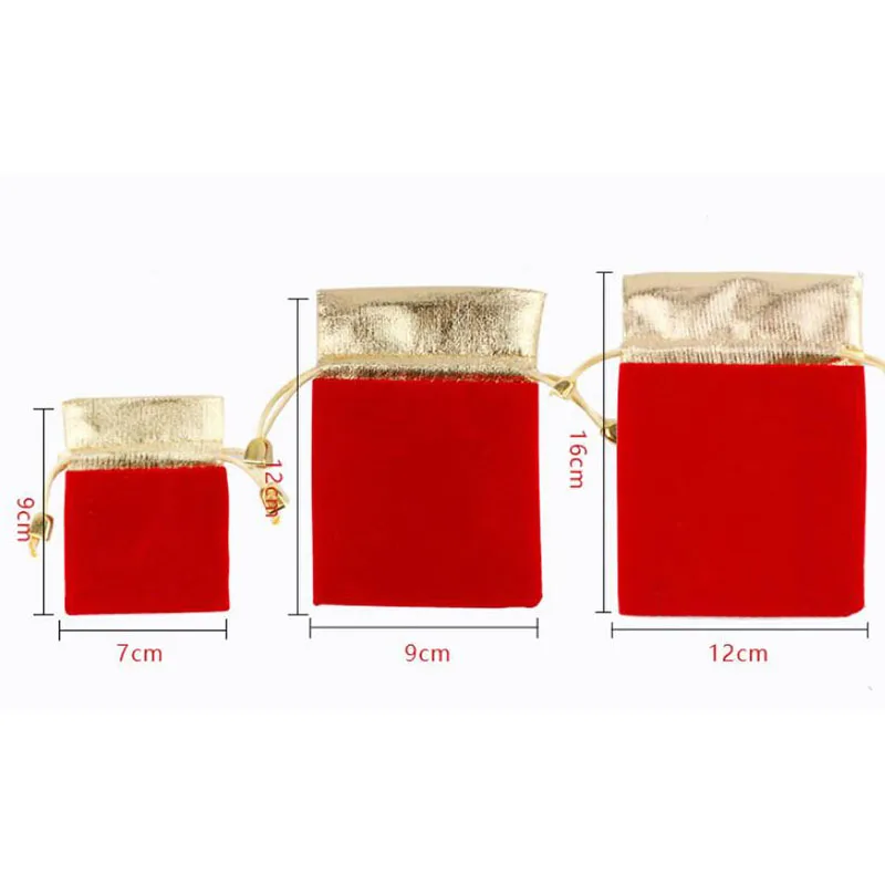 

Linna 7*9Cm 10*12Cm 12*16Cm Jewelry Cosmetic Wedding Wrapping Packaging Christmas Party Gift Gold Opening Bell Bag