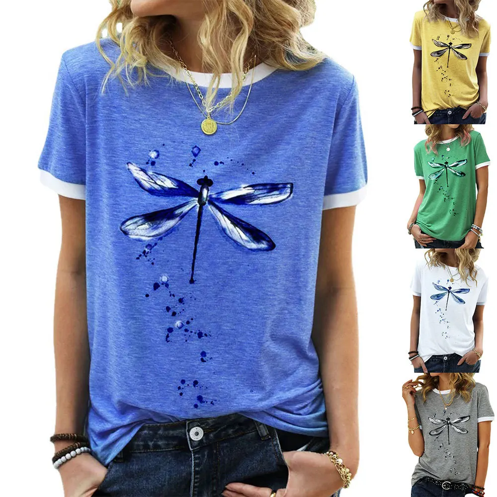2021 Plus Size Women's Summer Women's Clothing Blouse Dragonfly Pattern Printing Pull Tube Round Neck Short-sleeved T-shirt
2021 Plus Size Women's Summer Women's Clothing Blouse Dragonfly Pattern Printing Pull Tube Round Neck Short-sleeved T-shirt