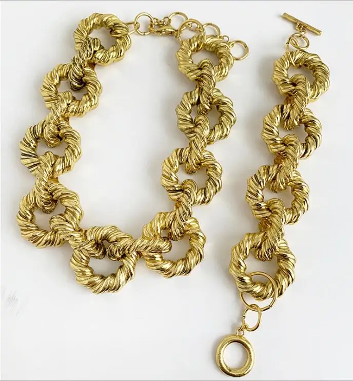 Trendy ZA Gold Color Big Chunky Collar necklace Bracelets For Women Fashion Geometric Square Alloy Thick Chain Bangle Jewelry
Trendy ZA Gold Color Big Chunky Collar necklace Bracelets For Women Fashion Geometric Square Alloy Thick Chain Bangle Jewelry